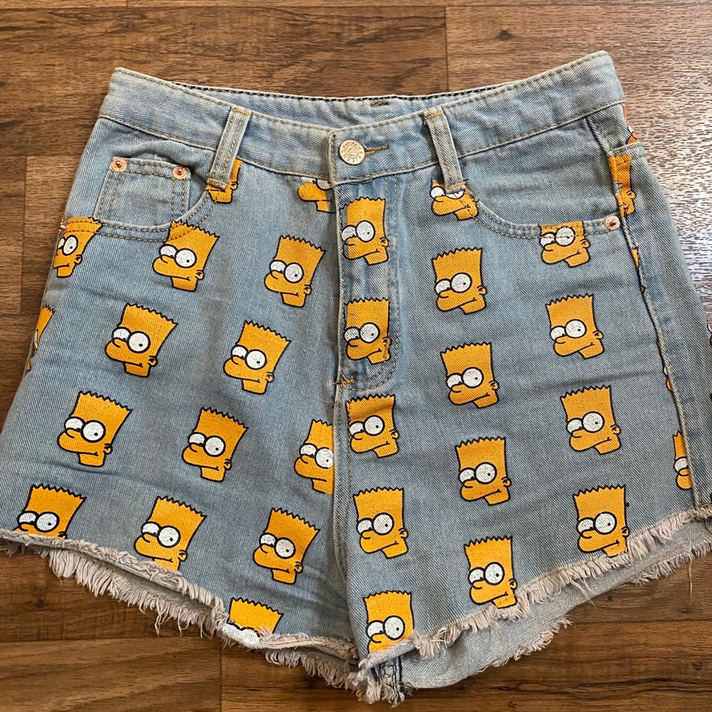 Bart Simpson High Waisted Jean Shorts